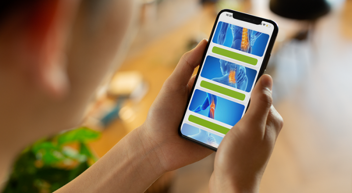 Person looking at the app on a mobile phone